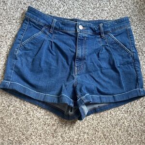 Express Blue High Waist Denim Shorts Shortie High Rise Casual Summer Comfy 12
